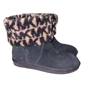 Michael Kors JULIA Faux Suede/Shearling Ankle Boot Bootie Black Size 10 Womens